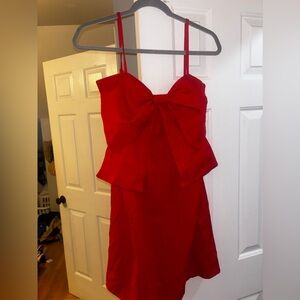 Red bow mini dress